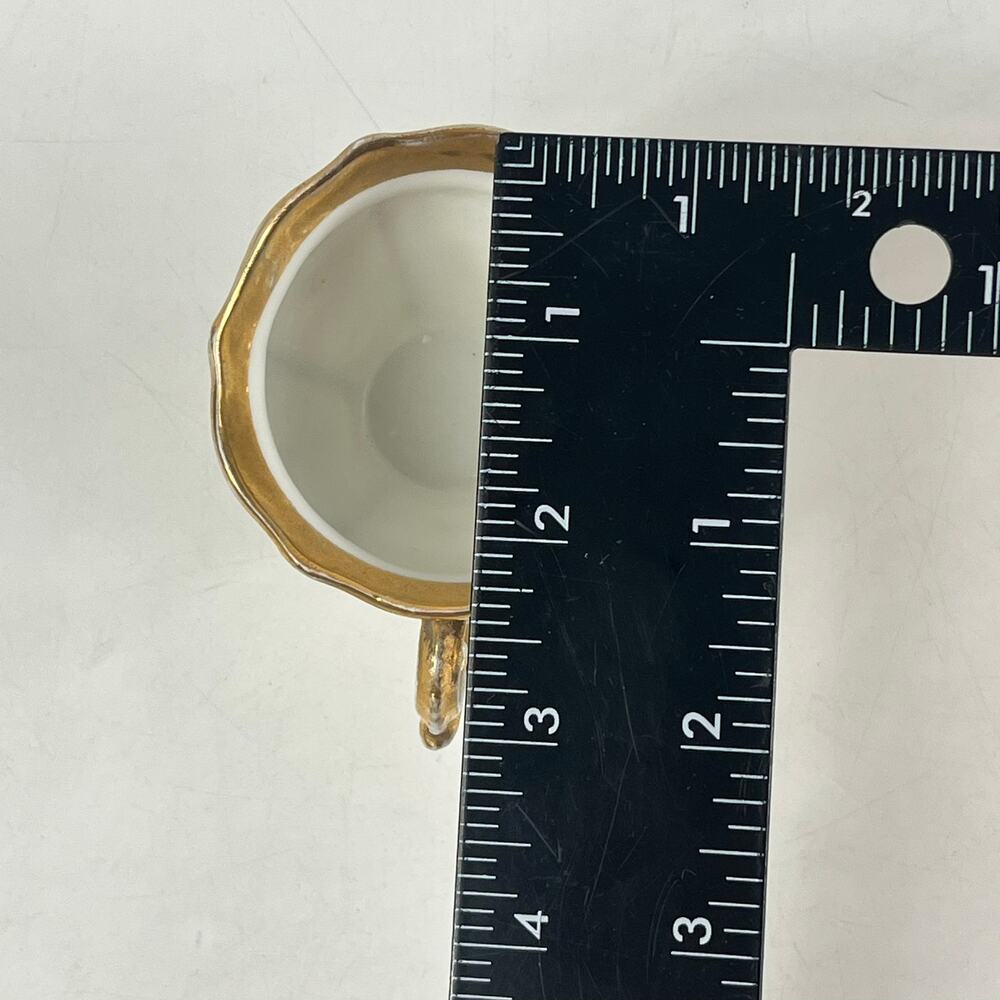 Vintage Gilded Demitasse Cup & Saucer Set Ornate Handle Gold Ivy Leaf Porcelain - Picture 13 of 14